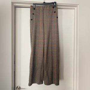 Hounds-tooth Wide Leg Pants